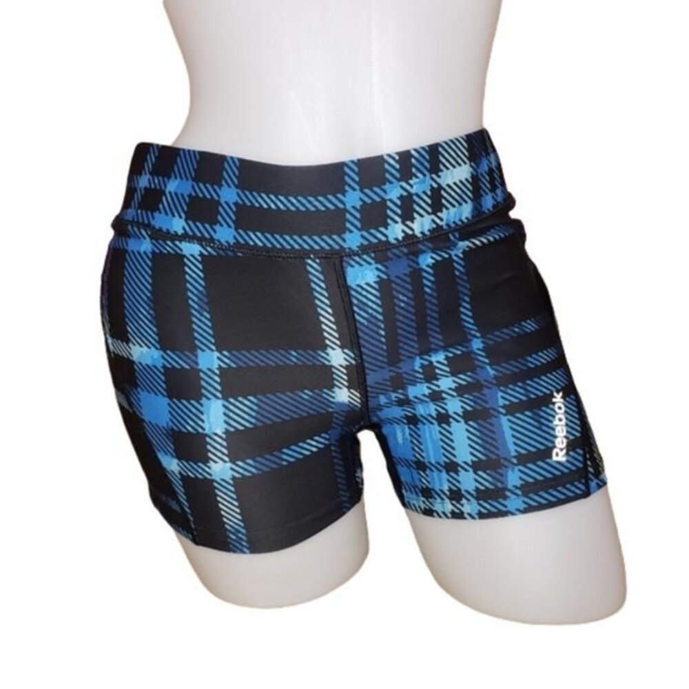 REEBOK SPORT WWC 3" SHORT BLUE PLAID PAINT SIZE MEDIUM